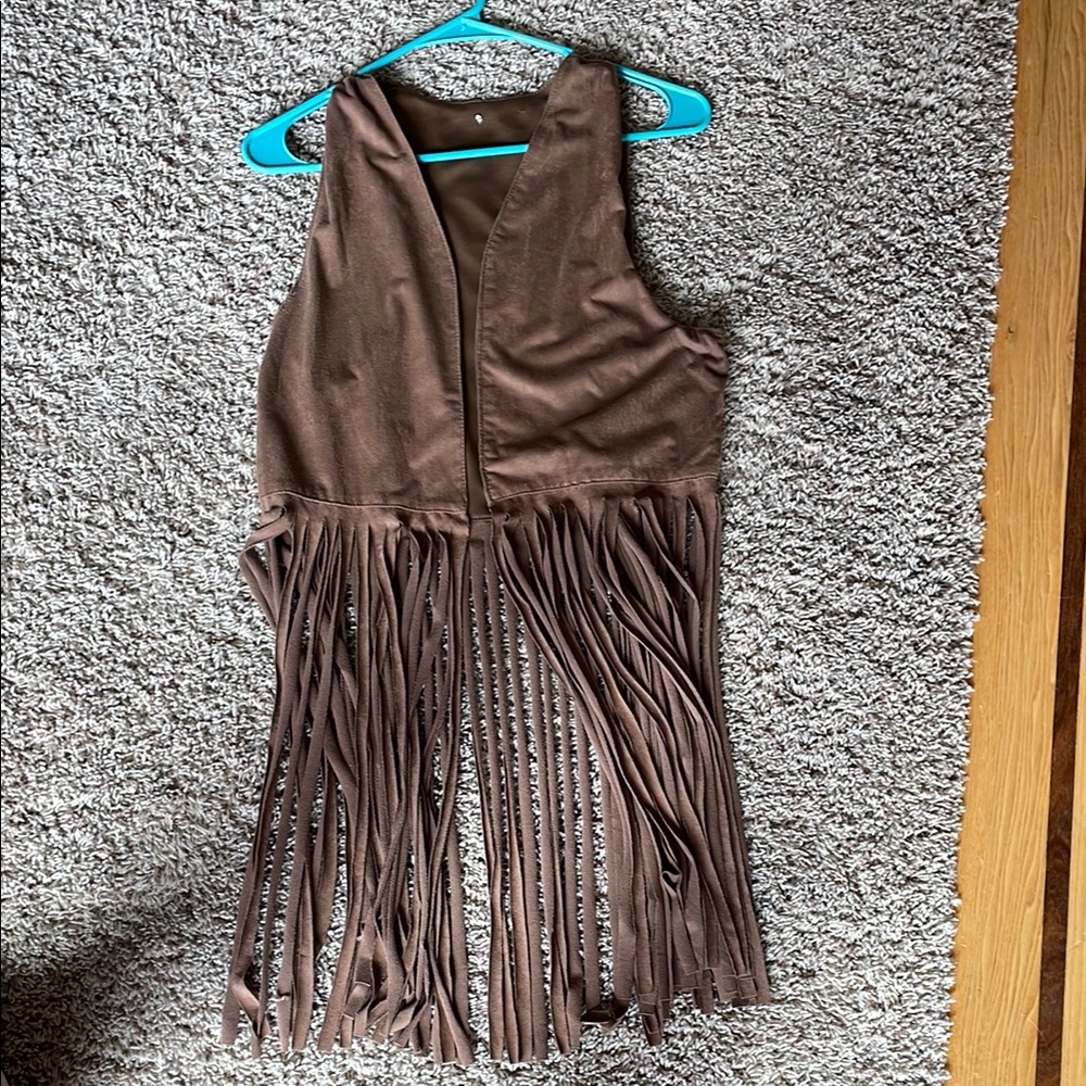 Western Brown Fringe Sleeveless Vest